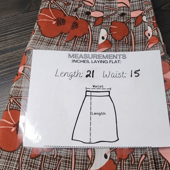 Loft A Line Skirt Brown with Floral Print Cotton Size 6 - Picture 6 of 8